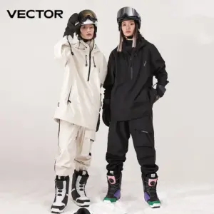 Men Women Solid Color Ski Jacket Ski Pants Warm Windproof Winter Overalls Hoodie Waterproof Outdoor Sports Clothing Snowboard