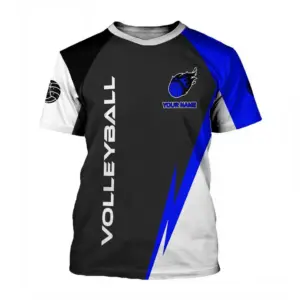 Męska koszulka z nadrukiem 3D do siatkówki, szybkoschnąca, z krótkim rękawem, sportowa odzież do treningu na świeżym powietrzu, wygodna, męska odzież na zamówienie
