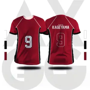 Męska koszulka z krótkim rękawem dla chłopców z liceum Karasuno, koszulka do siatkówki Janpan Anime Haikyuu Fukurodani, czerwona koszulka cosplay, kostium z kreskówek