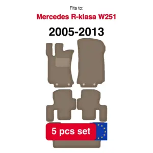 Mercedes R-fit velour car mats-Class W251 minivan 7 people short (2005-2013) -beige (5 pcs)