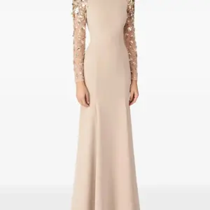 Modphy Diamonds Beaded Sequins Formal Evening Dress Lace Long Sleeves Mermaid Women's Gowns Trumpet Elegant Wedding Party Dress