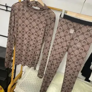 Moon Velvet Set Women Two Piece Korean Retro Long Sleeve Printed Base Shirt Pants Thin Perspective Spicy Girl Sexy