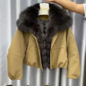 OFTBUY Fur Jacket Warm White Goose Down Coat Women Waterproof Autumn Winter Feather Real Fox Fur Collar Female Puffer Jacket