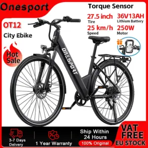 Onesport OT12 City Electrci Bike 250W 25 km/h 27.5 inch Road Tyre,36V 13AH Remove Battery 65km Max Range Commuter Ebike