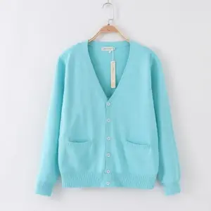 Original Anime School Uniform Women's Knitted Sweater Jacket Lake Blue Cardigan Versatile Sweet College Style Outerwear