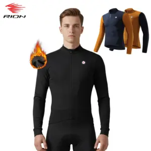 RION Men Winter Cycling Jersey Fleece Pro MTB Bike Jerseys Male Bicycle Clothing Long Sleeves UPF50+ Anti-UV Shirts Road Uniform