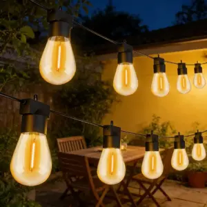 S14 LED Outdoor String Lights Edison Vintage Shatterproof Bulbs 48FT Waterproof Patio Decor Lamps for Patio Garden Wedding Party