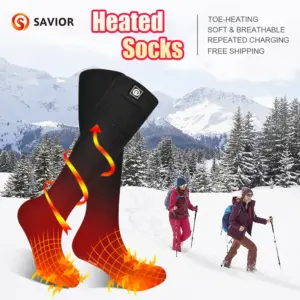 SAVIOR Heated Winter Thermal Heated Socks For Adult Wind Waterproof Rechargeable Battery Warm Motorbike Riding Heating Thermal