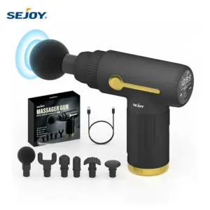 SEJOY Portable Fascia Gun 6 Heads Vibration Massage Gun For Body Neck Back Deep Muscle Relaxation 10 Gears LCD Touch Screen