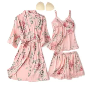 SEKSUALNA DAMSKA KOMPLETNA SATYNOWA KOSZULA ŁAZIENKOWA 3W1 SOJAM NOCNA USTA