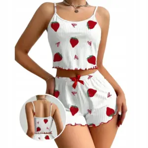 SEKSOWNA PIŻAMA DAMSKA BIELIZNA PYZAMKA KOMPLETNE KOSZULKI NOCNE W KOLORZE SERCA BIAŁY