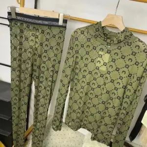 Set Women Two Piece Korean Fashion Long Sleeve Moon Velvet Printed Base Shirt Pants Thin Perspective Sexy Outfit