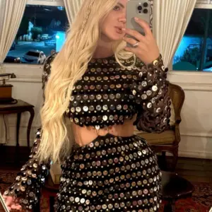 Sexy Shiny Sequins Short Dresses Female Glitter Flaer Sleeve Slim Hollow Out Mini Dress Sparkling Club Party Outfits High Street