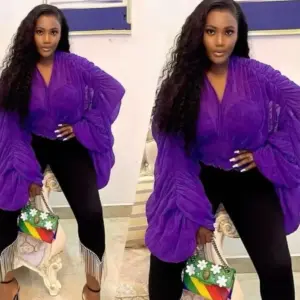 Shirt Women Blouse Shirts V Neck Full Puff Sleeve Y2k Tops Sexy Blouses Casual Maxi Ruffles Slim Fit Elegant Splice High Waist