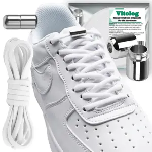 Shoe Laces Without Binding Elastic Laces White Rubber 100 cm Shoes Sports Sneakers & Sneakers