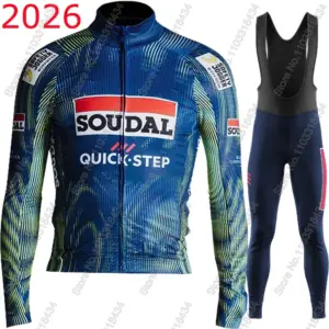 Soudal Quick Step 2026 Team Cycling Jersey Set Clothing Suit Mens Summer Winter Belgium Long Sleeve MTB Bike Road Pants Bib Ropa