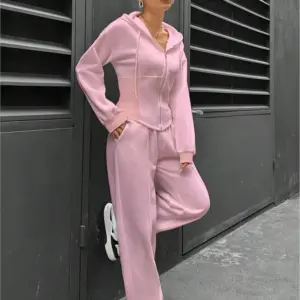 Spring Autumn New Two Piece Set 2024 Women's Trendy Hooded Cardigan Slim Casual Two Piece Set Woman Outfits Conjuntos Feminino