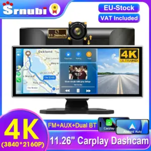 Srnubi 11.26" Dash Cam Rearview Carplay Android Auto 4K DVR Navigation Player Dual Lens Recorder Dashboard WIFI BT AUX GPS FM
