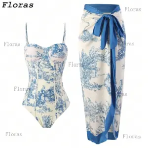 Swimsuit One Piece With Beach Dress Push Up Swimwear Women Beachwear Bathers Swimming Bathing Swim Suit