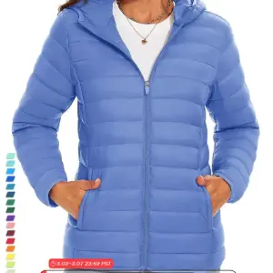 TACVASEN Full Zip Up Hooded Puffer Jacket Womens Winter Quilted Warm Coats Casual Windbreaker Padded Lightweight Outdoor Outwear