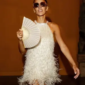 Tassel Hanging Neck Collar Dress Women's Sexy Sleeveless Shining Slim Solid Mini Dresses Elegant Fashion Party Evening Skirts