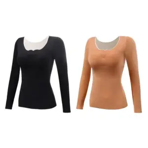 Thermal Underwear for Women Thermal Baselayer Comfortable Winter Shirt Versatile Soft Girls Tops with Long Sleeves