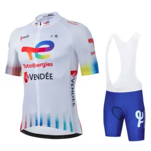 Total Energies Team Cycling Jersey Set Breathable Mtb Maillot Ciclismo Hombre Outdoor Sports Bib Pant Summer Bicycle Clothing