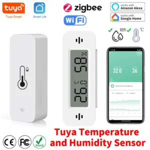 Czujnik temperatury i wilgotności Tuya Zigbee WiFi APP Zdalny monitor do inteligentnego domu var SmartLife WorkWith Alexa Google Assistant