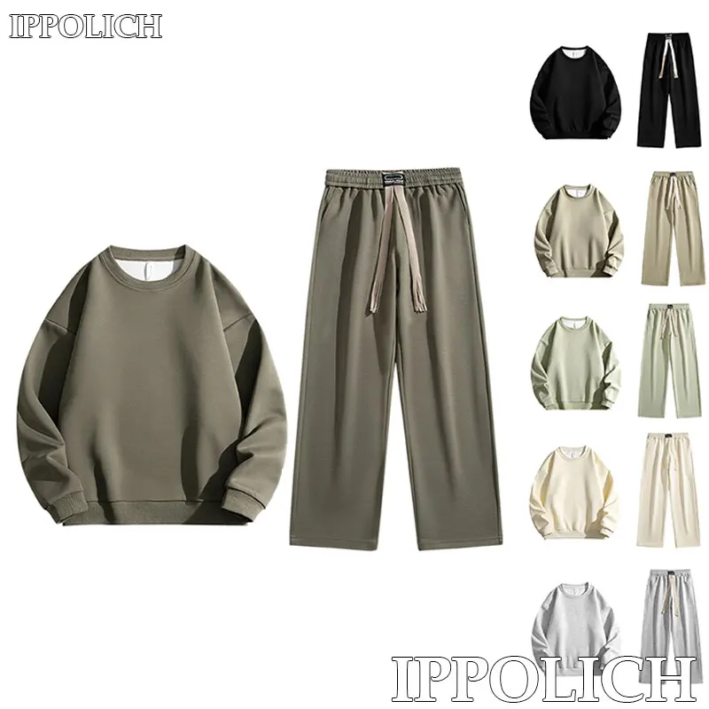 Unisex Casual Sports Set Comfortable Breathable Running Fitness Sport Couple Fashion Round Neck Classic Tops Pants Two Piece Set