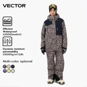 VECTOR Men Women 3L Cotton Ski Jacket Ski Pants Warm Windproof Winter Overalls Waterproof Outdoor Sports Clothing Snowboard