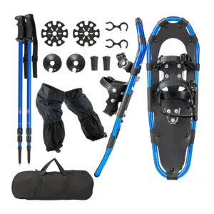 Versatile Terrain Snowshoes Set, 53 cm/63 cm/78 cm Snow Shoes w/Double-ratchet Binding System, Aluminum Frame, Trekking Poles