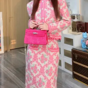 Vintage Women's Knitted Sets 2 Piece 2024 Korean Fashion Long Sleeves Cardigans+Elastic Long Skirt Thick Sweater Two Pieces Sets