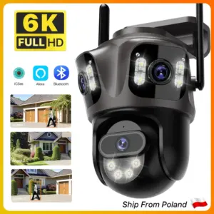WIFI IP Camera 6K HD Outdoor Three Screen PTZ Camera Wireless 4K 8MP AI Human Detection Waterpoor Video Security Camera iCSee