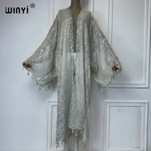 WINYI africa outfit kimono new in coats & jackets beach cover up maxi dress cardigans beach wear women 2024 abaya dubai luxury