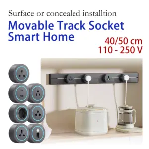 Wall Electrical Track Socket Home Kitchen Office Removable Extension Rail Socket Round Module Surface Mounted In The Countertop