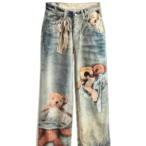 Women's Baggy Jeans Print Graphic Denim Pants Harajuku Cowboy Tie Dye High Street 2000s High Street Tide Stylish Design New