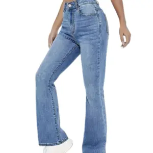 Womens Pants Casual Streetwear High Waist Wide Leg Flared Trousers Loose Fit Comfortable Daily Walking Denim