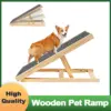 Wooden Pet Ramp Foldable Cat Dog Non-Slip Ladder 4 Height Adjustable Durable Construction Up to 50kg for Car Van Sofa Bed Use