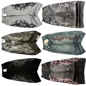 Y2K Fashion Pattern Embroidery Baggy Jeans Men and Women High Street Vintage Hip Hop Casual Couple High Quality Wide-leg Pants