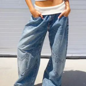 Y2K Hip-hop Stitching Fashion Joker Retro Jeans Female Korean Casual Simple Dress Essential Wide-leg Pants Loose Joker Overalls