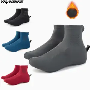 YKYWBIKE Cycling Shoe Cover Thermal Fleece Road Bike Overshoes Windproof MTB Warm Bicycle Shoes Covers