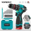 YOFIDRA 20+3 Torque Brushless Electric Hammer 3000RPM Rechargeable Drill Impact Screwdriver Power Tool Set for 16.8V Battery