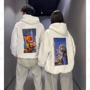 Zootopia Nick & Judy 2026 Hoodie Set Oversized Cotton Sweatshirt for Adults and Kids Cute Disney Couple Matching Outfit