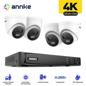 ANNKE 4K Ultra HD POE Video Surveillance System 8CH NVR Recorder With 8MP Security Cameras CCTV Kit Audio Recording 4K Ip camera