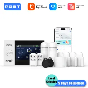 PGST 4G WiFi Smart Life Security Alarm System Kit Tuya Alexa Home Automation Alarm Security Protection Motion Detector Sensor
