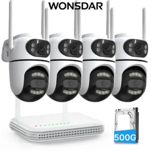 WONSDAR NVR Kit WiFi IP Camera Outdoor Set Include Home Base PTZ Camera AI Human Detection Monitor Security Surveillance iCsee