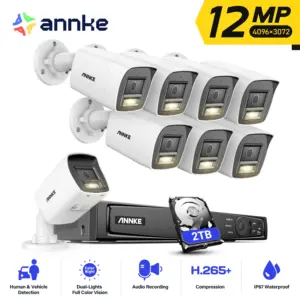 ANNKE 12MP POE Video Surveillance System 8CH NVR With 4/8 PCS 12MP security camera kit IP67 Weatherproof ip camera outdoor