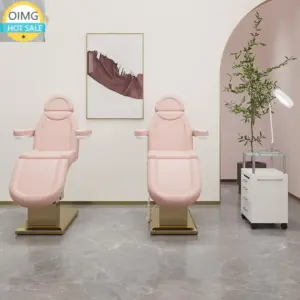 Electric Massage Table with Stainless Steel Base Facial Bed Beauty Salon Equipment SPA Store Sofa Leather Furniture