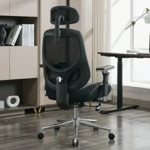 Ergonomic Office Chair for Tall People, Mesh High-Back Chair with 4D Armrests, Lumbar & Headrest Support, 120 ° Recline Function