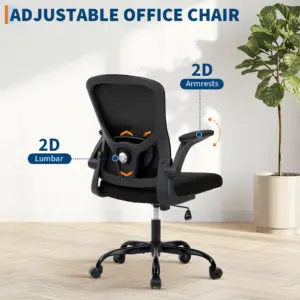 Ergonomic Office Chair with Lumbar Support, Mesh High Back Rolling Computer Chair for Desk, Comfy Flip-up Arms Chair for Home Of